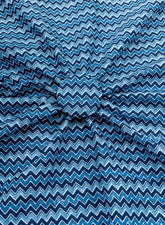 Pure Cotton Cambric Indigo Color Zig-Zag Block Print Fabric